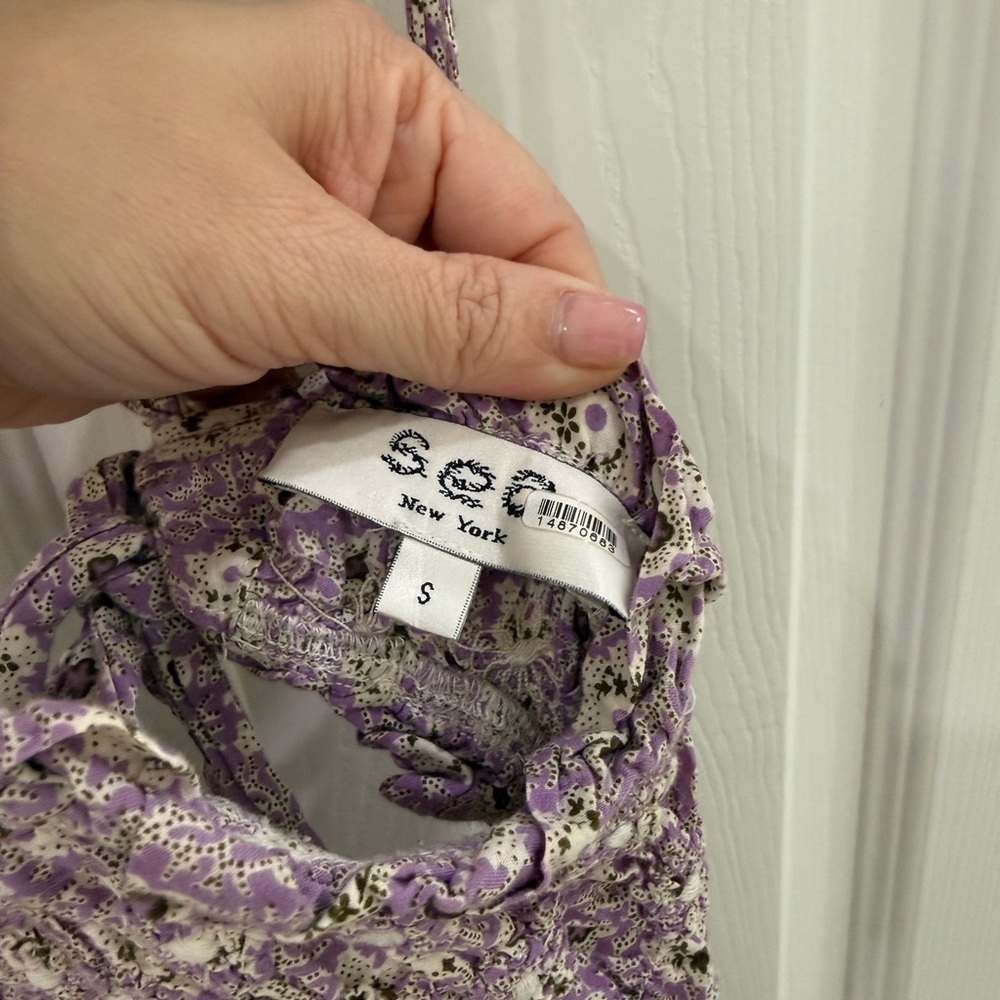 Sea New York Ida Apron Midi Dress Lavender Floral Cutout Size S - Picture 7 of 8